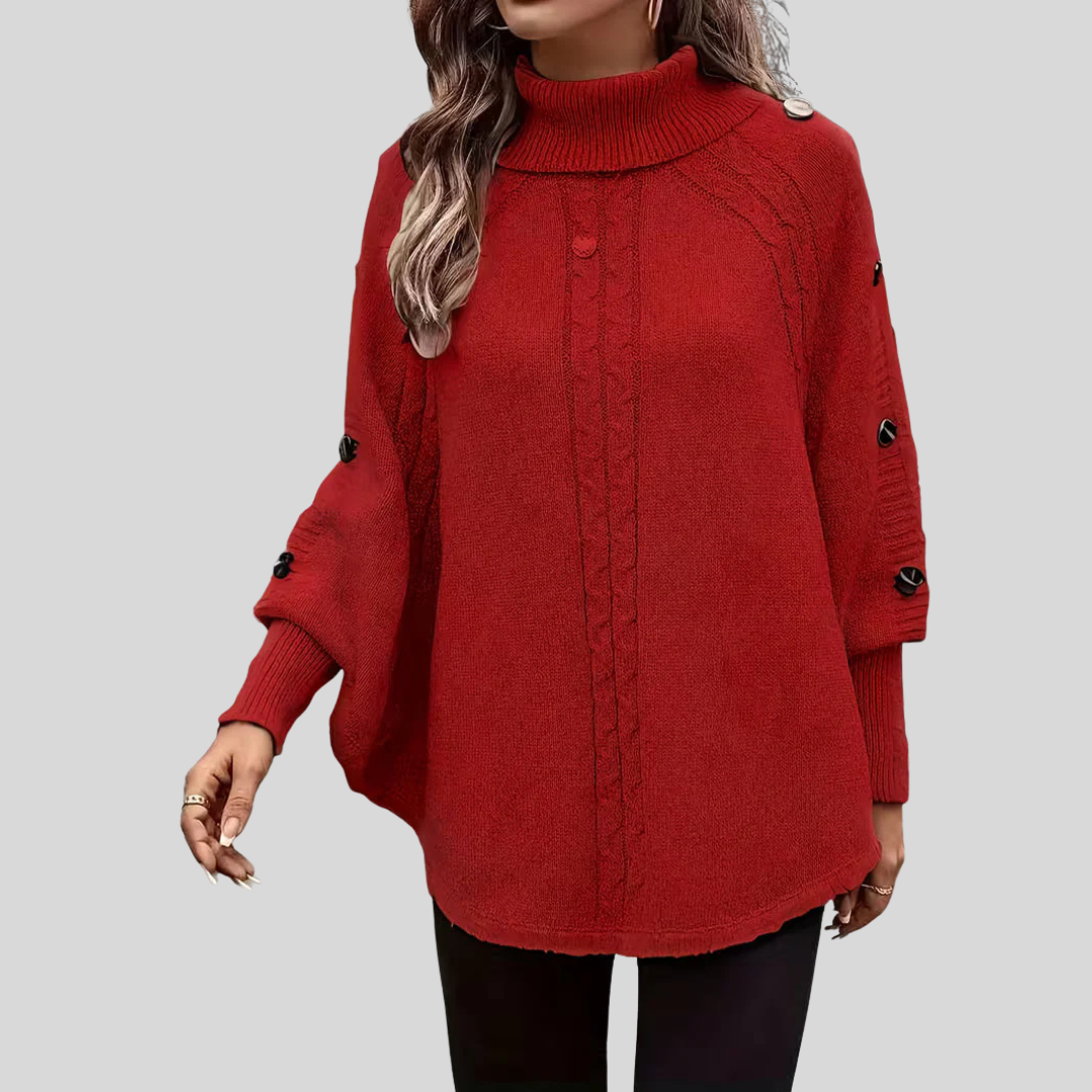 Elisa | Mantella a Collo Alto in Maglia