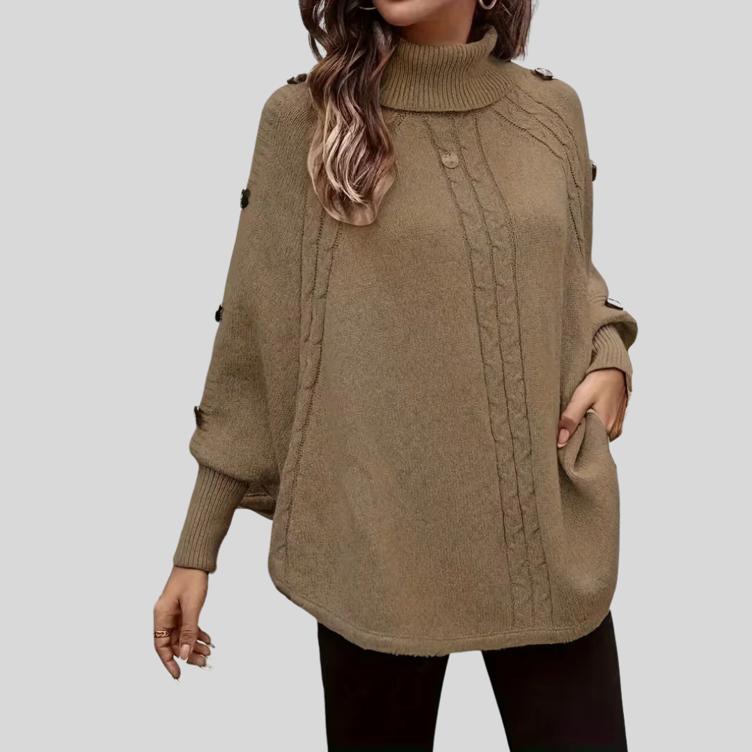 Elisa | Mantella a Collo Alto in Maglia