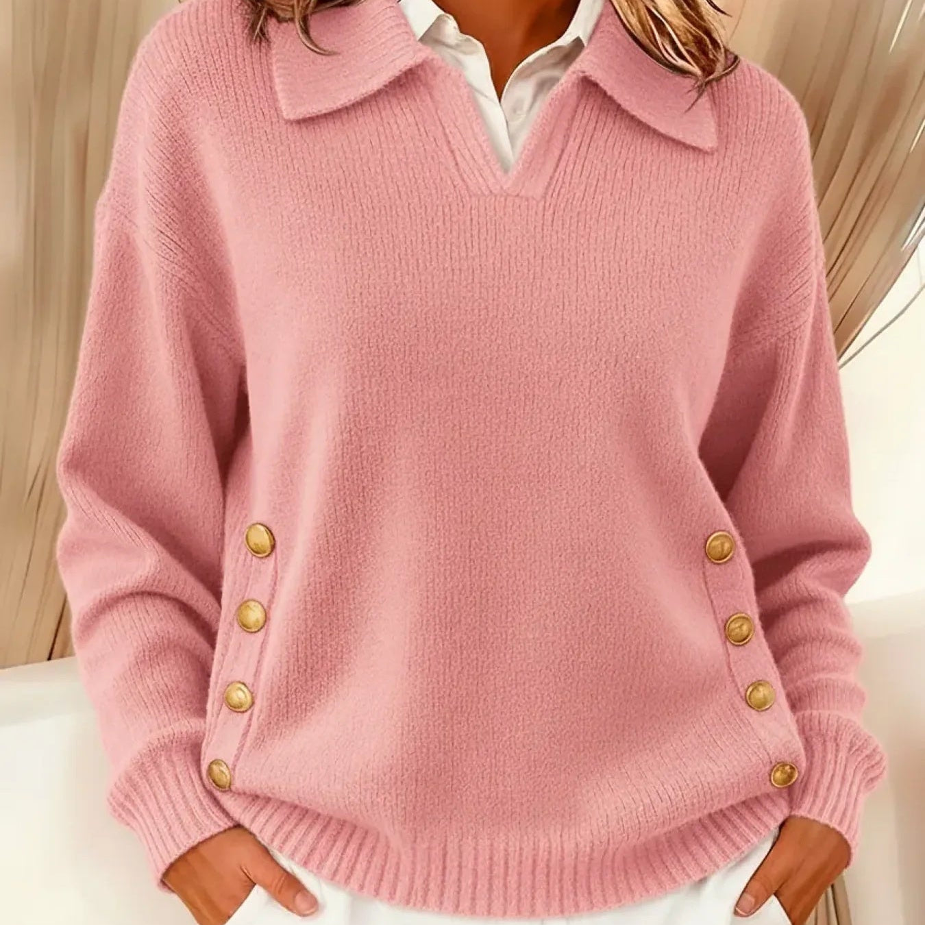 Vicenta | Maglione con Collo Polo e Bottoni