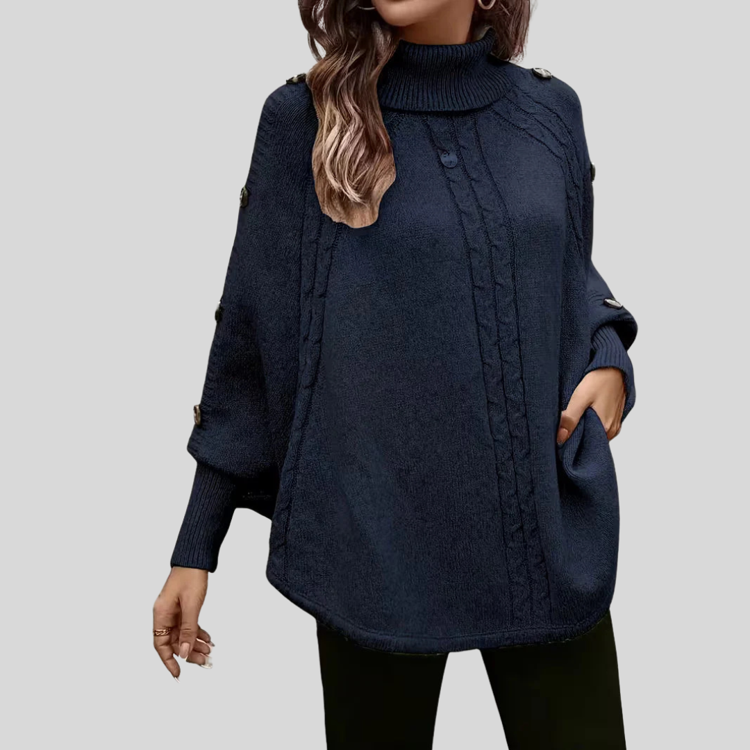 Elisa | Mantella a Collo Alto in Maglia