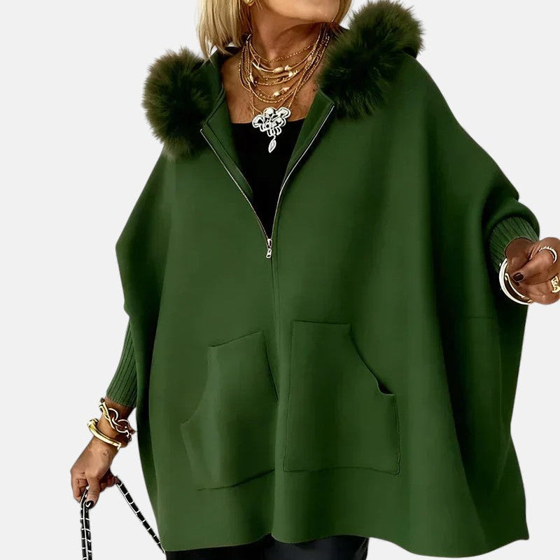 Monika – Cappotto da donna comodo con cappuccio e tasche