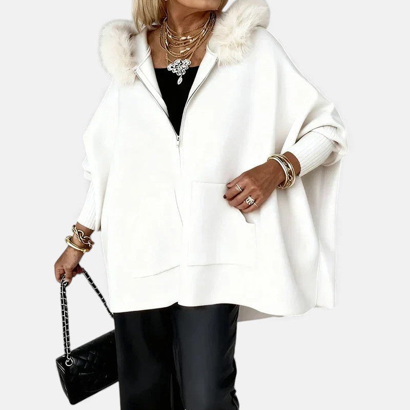 Monika – Cappotto da donna comodo con cappuccio e tasche