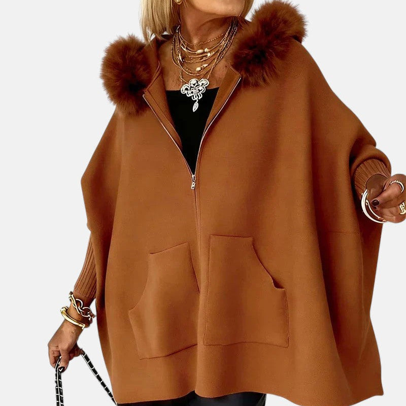 Monika – Cappotto da donna comodo con cappuccio e tasche