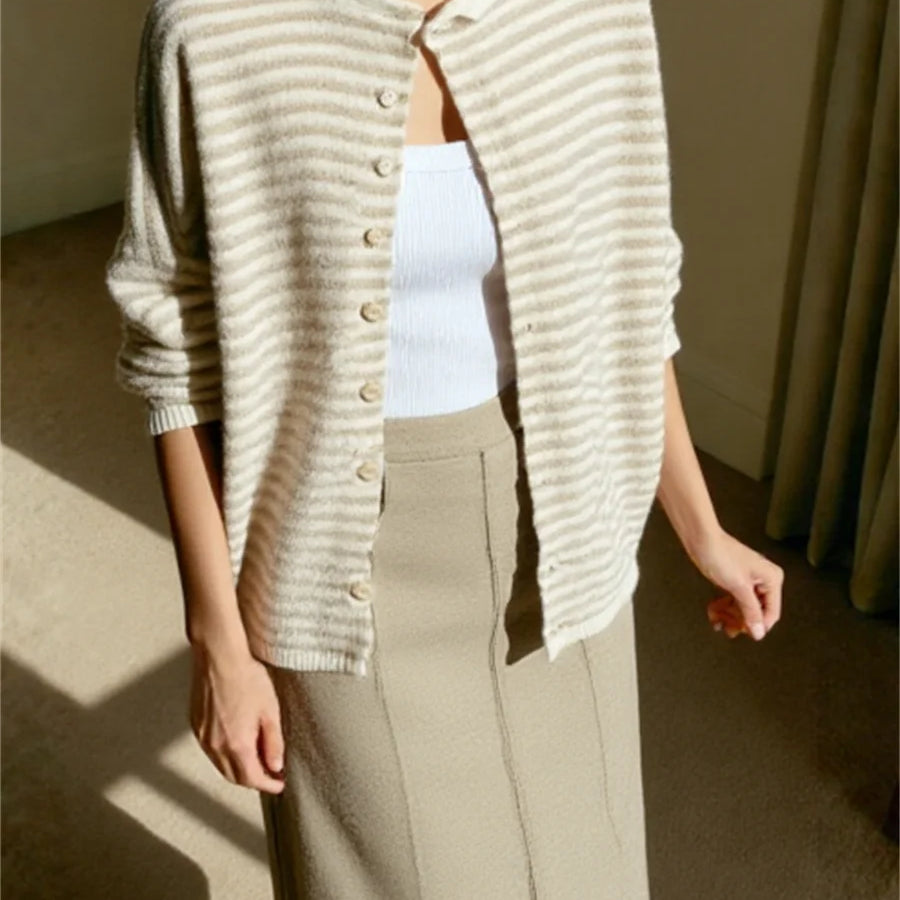Cardigan a Righe in Maglia