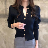 Cardigan Corto con Bottoni Dorati