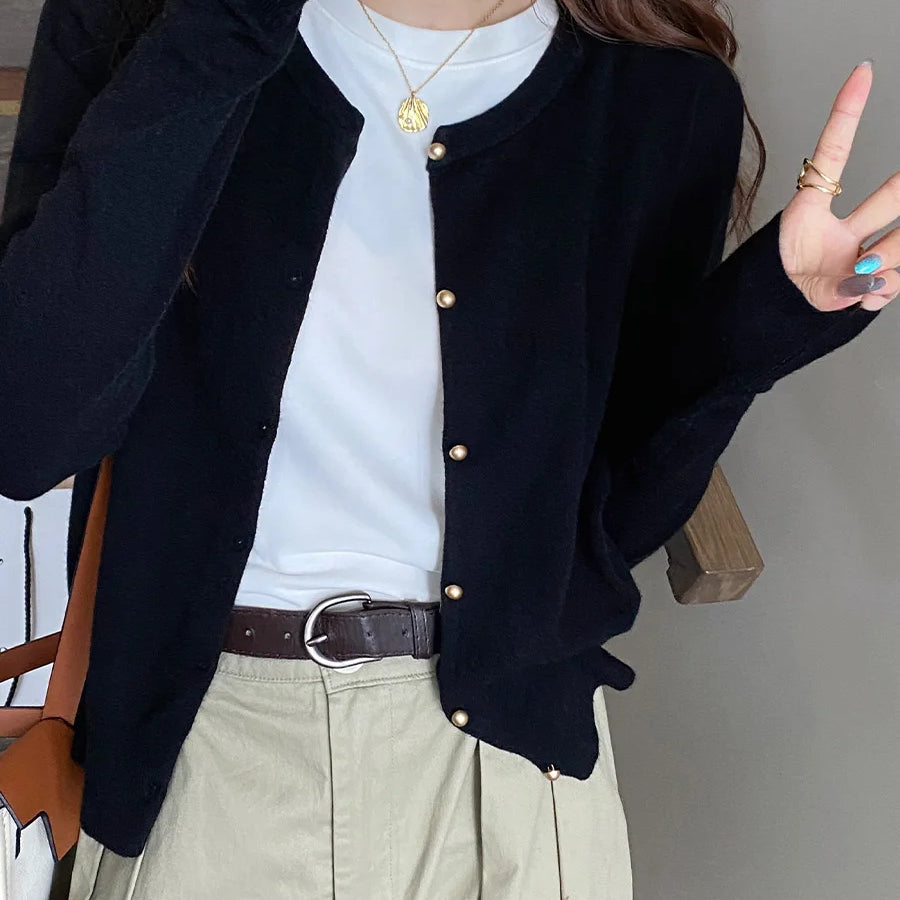 Cardigan in Maglia Girocollo