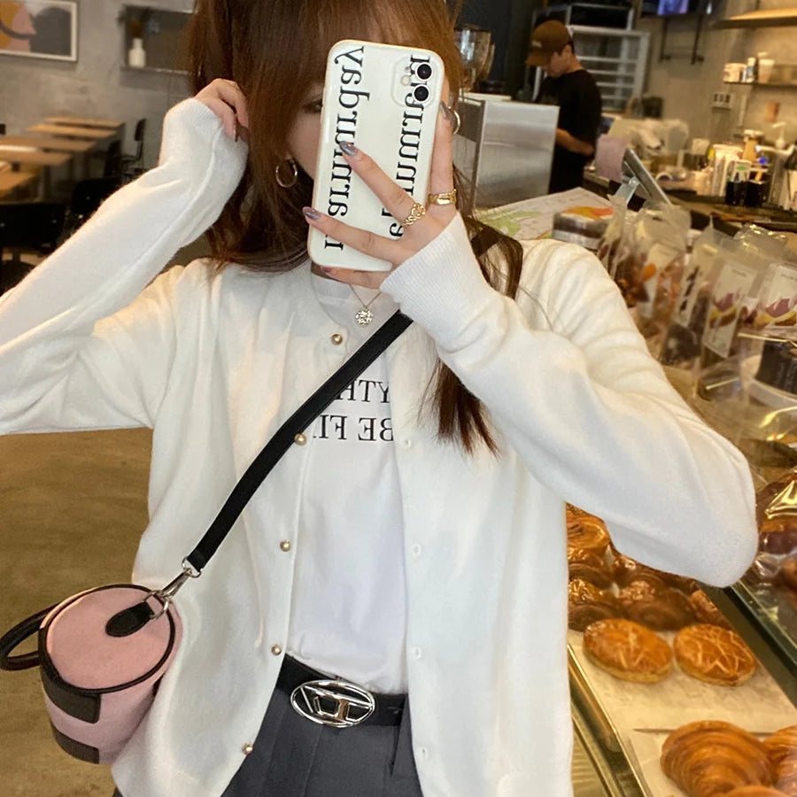 Cardigan in Maglia Girocollo