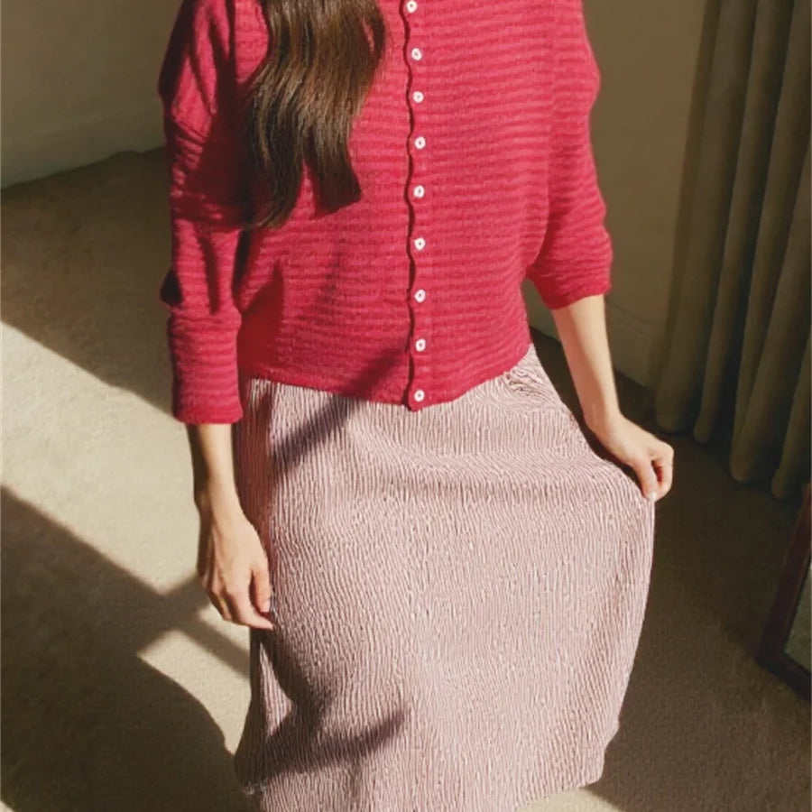 Cardigan a Righe in Maglia