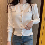 Cardigan Corto con Bottoni Dorati