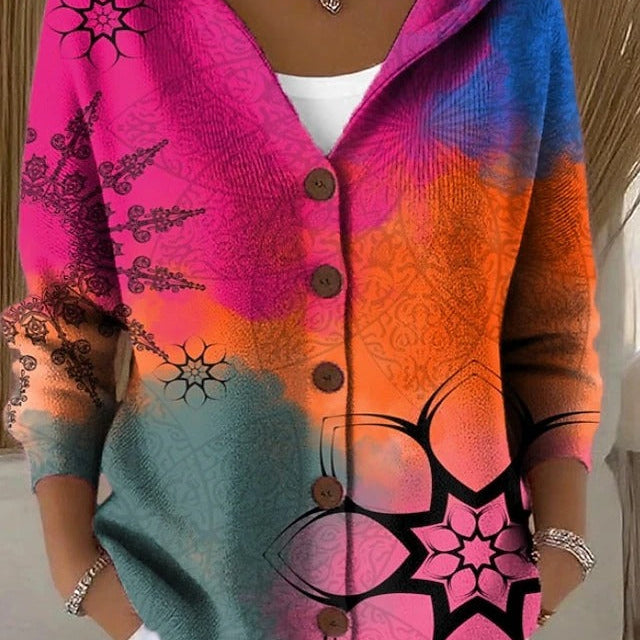Paloma | Giacca a Maglia Stampata con Cappuccio