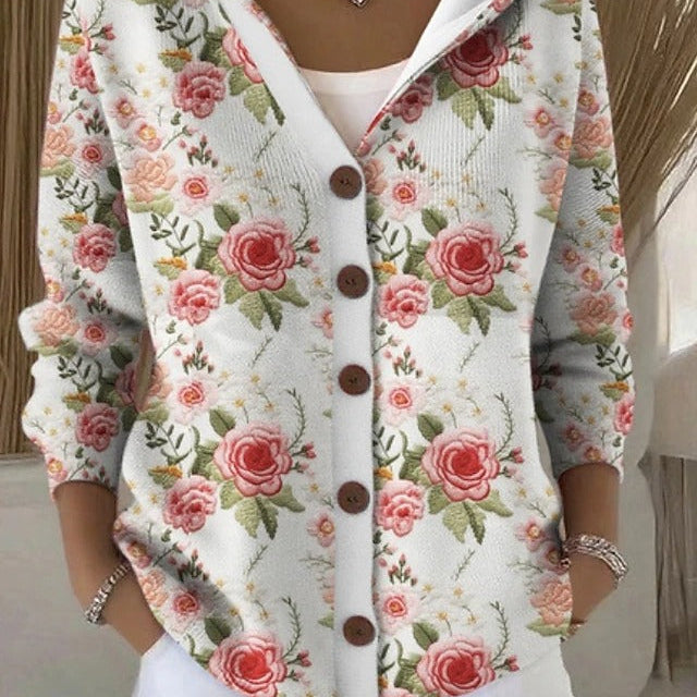 Paloma | Giacca a Maglia Stampata con Cappuccio
