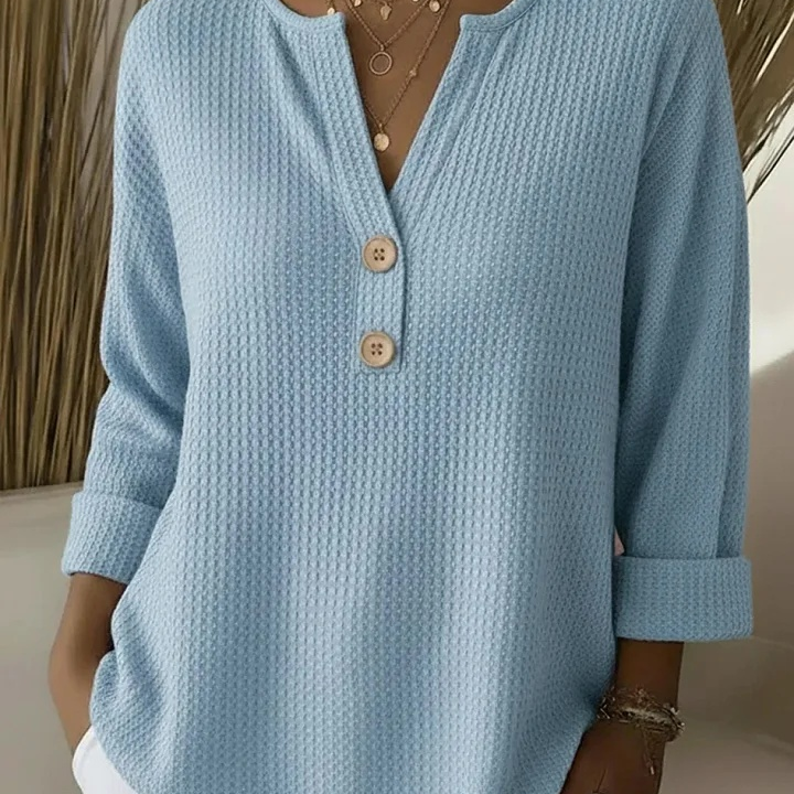 Lucía | Maglietta Henley Goffrata con Bottoni
