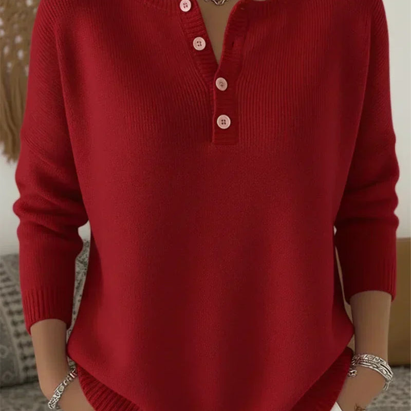Helena | Maglione a Punto con Bottoni Henley